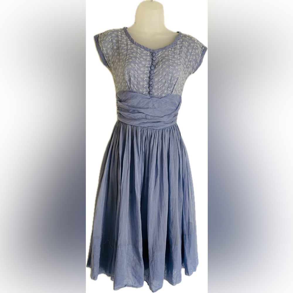 SOLD Blue-purple 1950s swing cotton dress